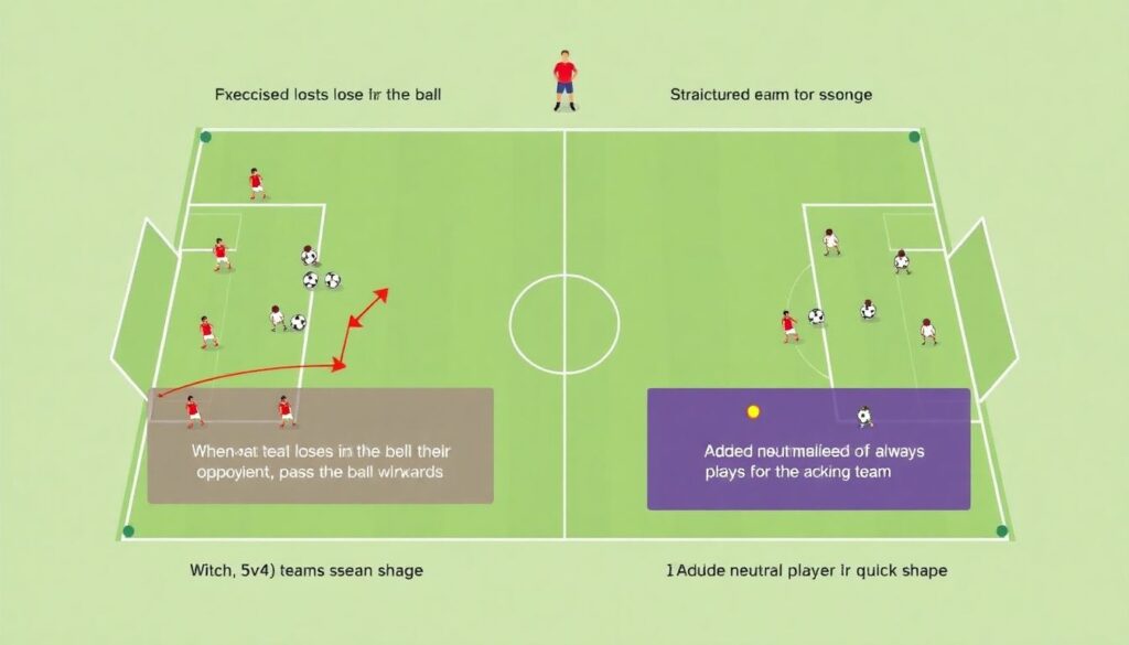 Примеры тактических перестроек после потери мяча - иллюстрация